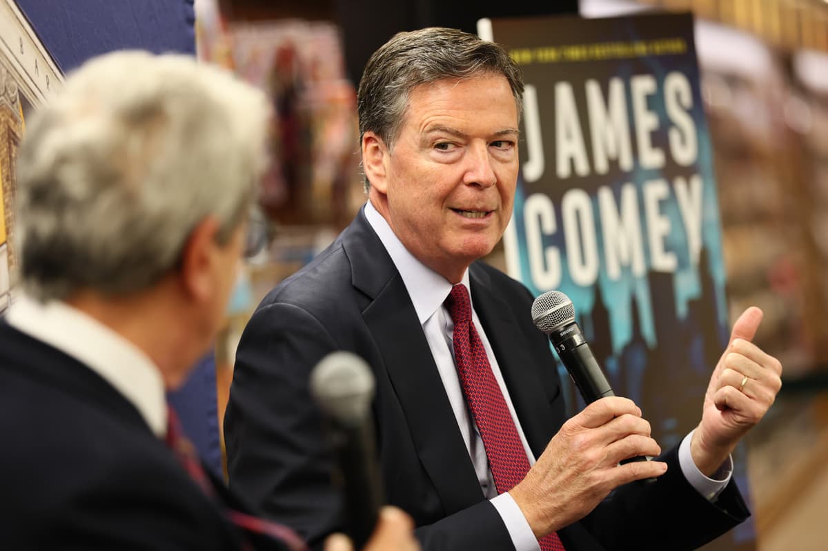 Michael M. Santiago/Getty Images The former FBI director, James Comey, speaks at a book launch at New York City on May 19, 2025.