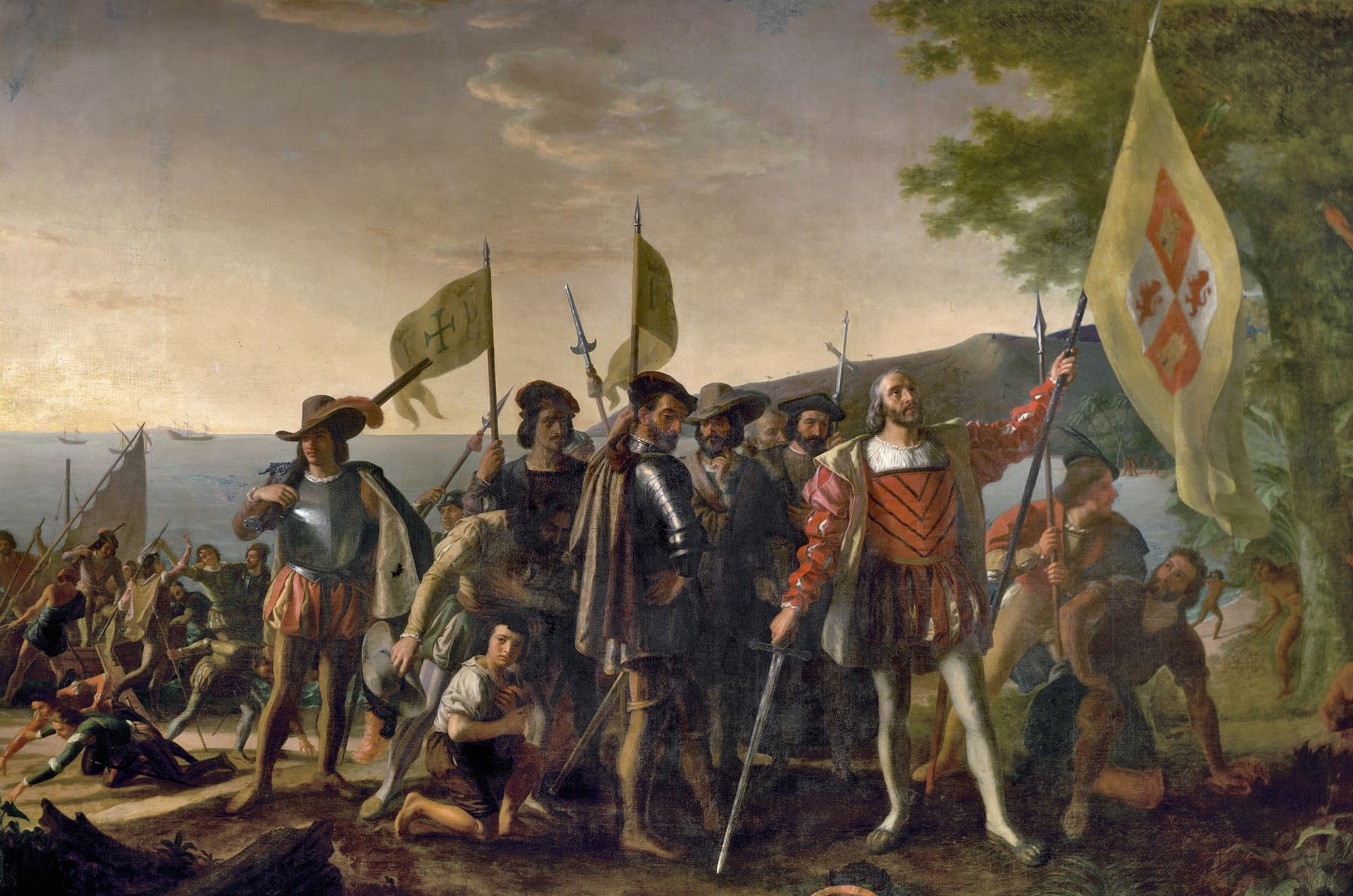 Via Wikimedia Commons John Vanderlyn: 'Landing of Columbus,' 1847, detail.