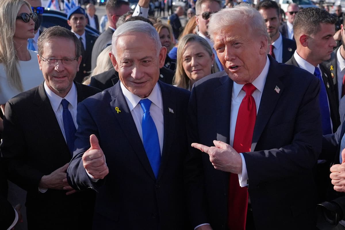 AP/Evan Vucci President Trump with Prime Minister Benjamin Netanyahu at Ben Gurion International Airport, October 13, 2025.