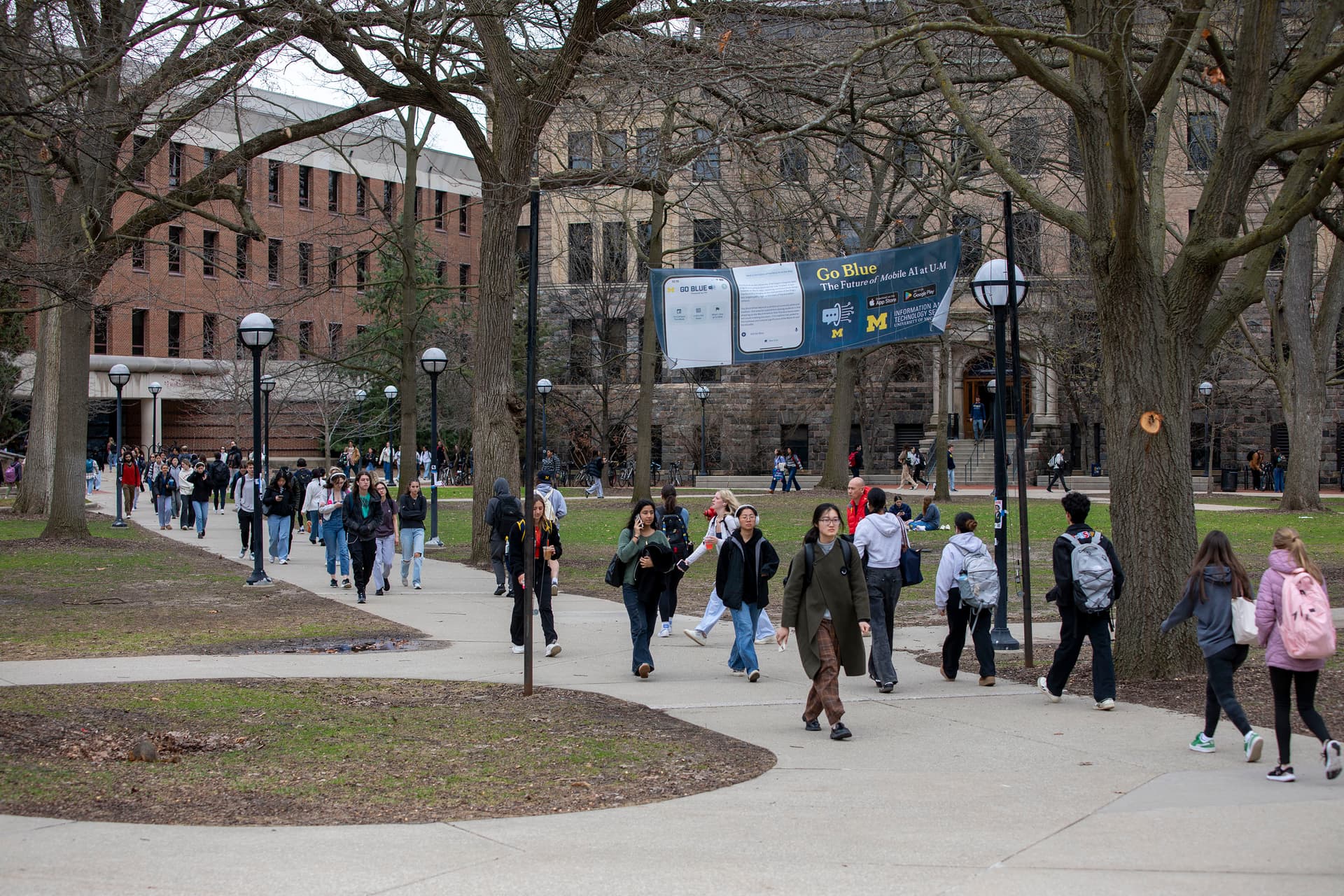 Bill Pugliano/Getty Images University of Michigan students walk on the campus at Ann Arbor, Michigan, on April 3, 2025.