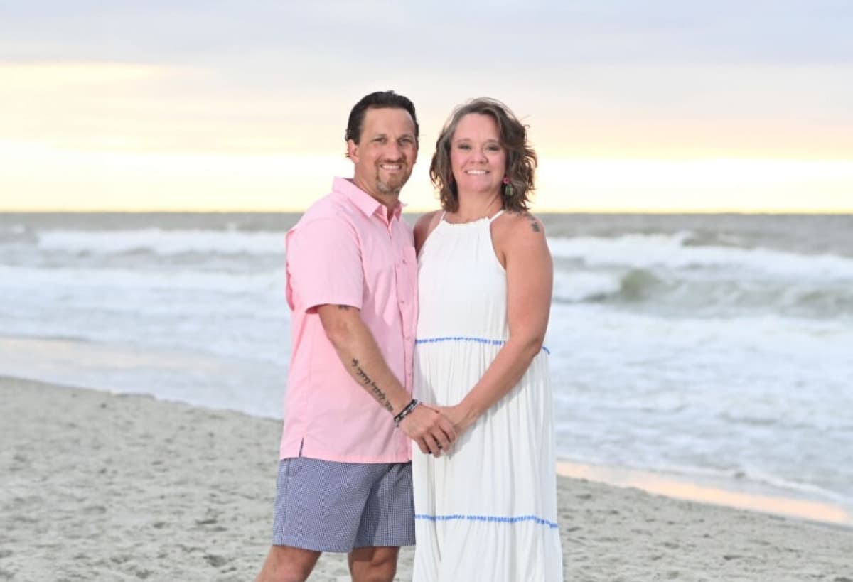 Courtesy of Heather Lipscomb via Defense Department Coal miner Steve Lipscomb, who died in an accident, and his wife in July 2024.