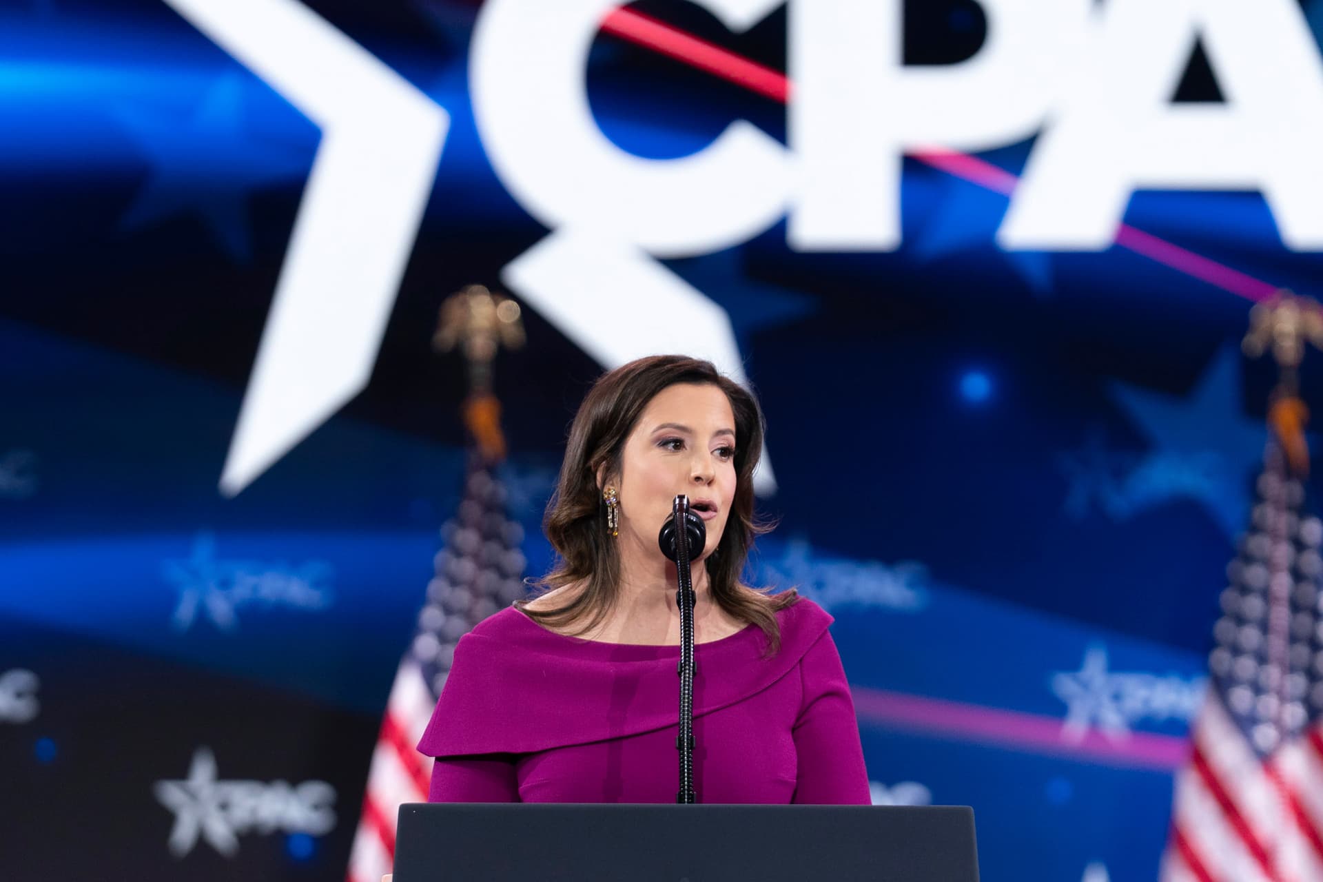 AP/Jose Luis Magana Congresswoman Elise Stefanik speaks at the Conservative Political Action Conference on February 22, 2025.