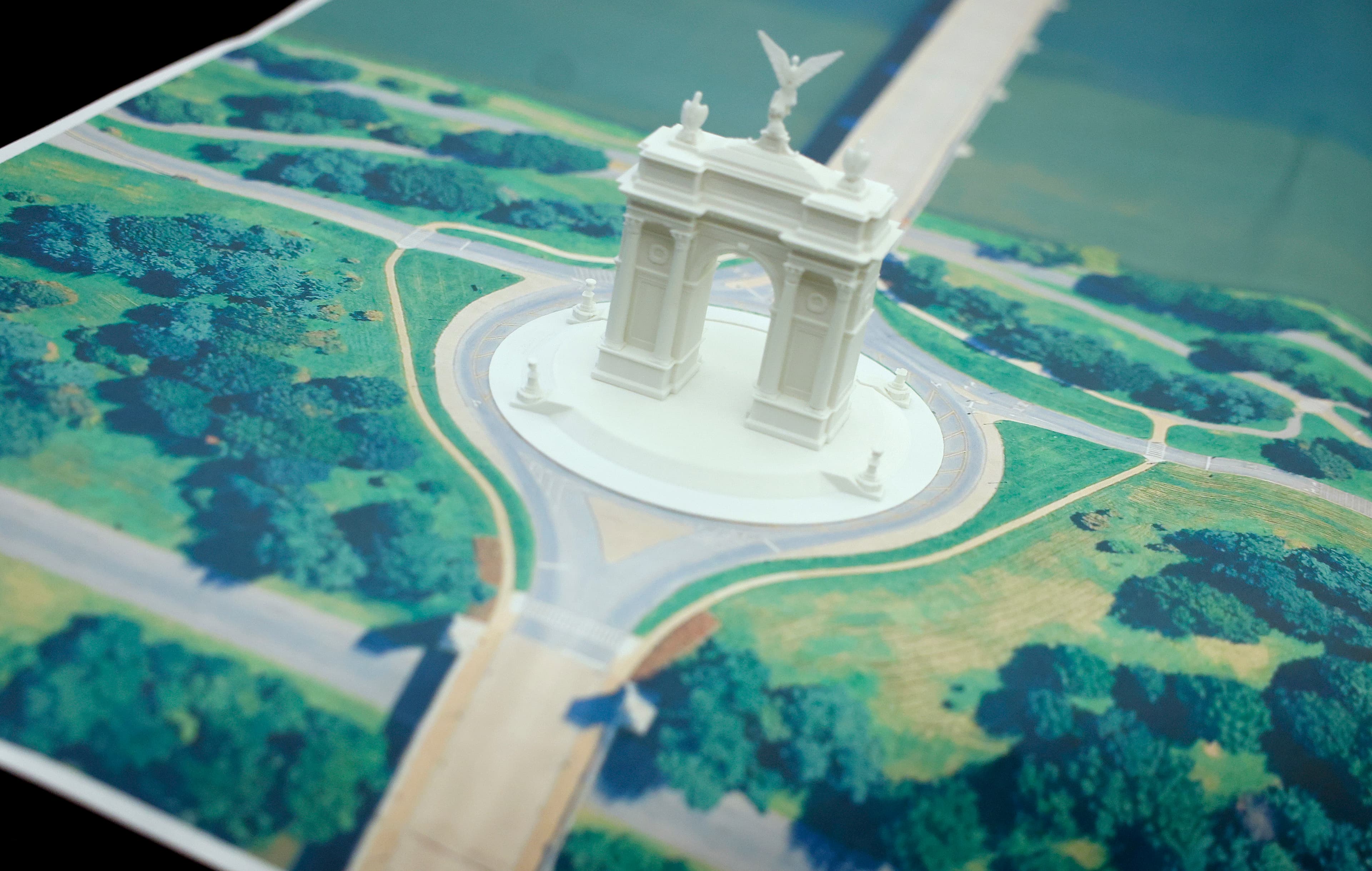 A model of President Donald Trump's proposed triumphal arch. A model of President Donald Trump's proposed triumphal arch.