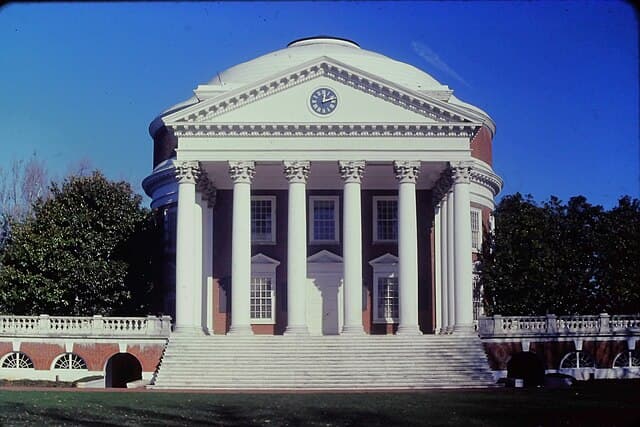 Via Wikimedia Commons The Rotunda, designed by Thomas Jefferson, at the University of Virginia at Charlottesville.