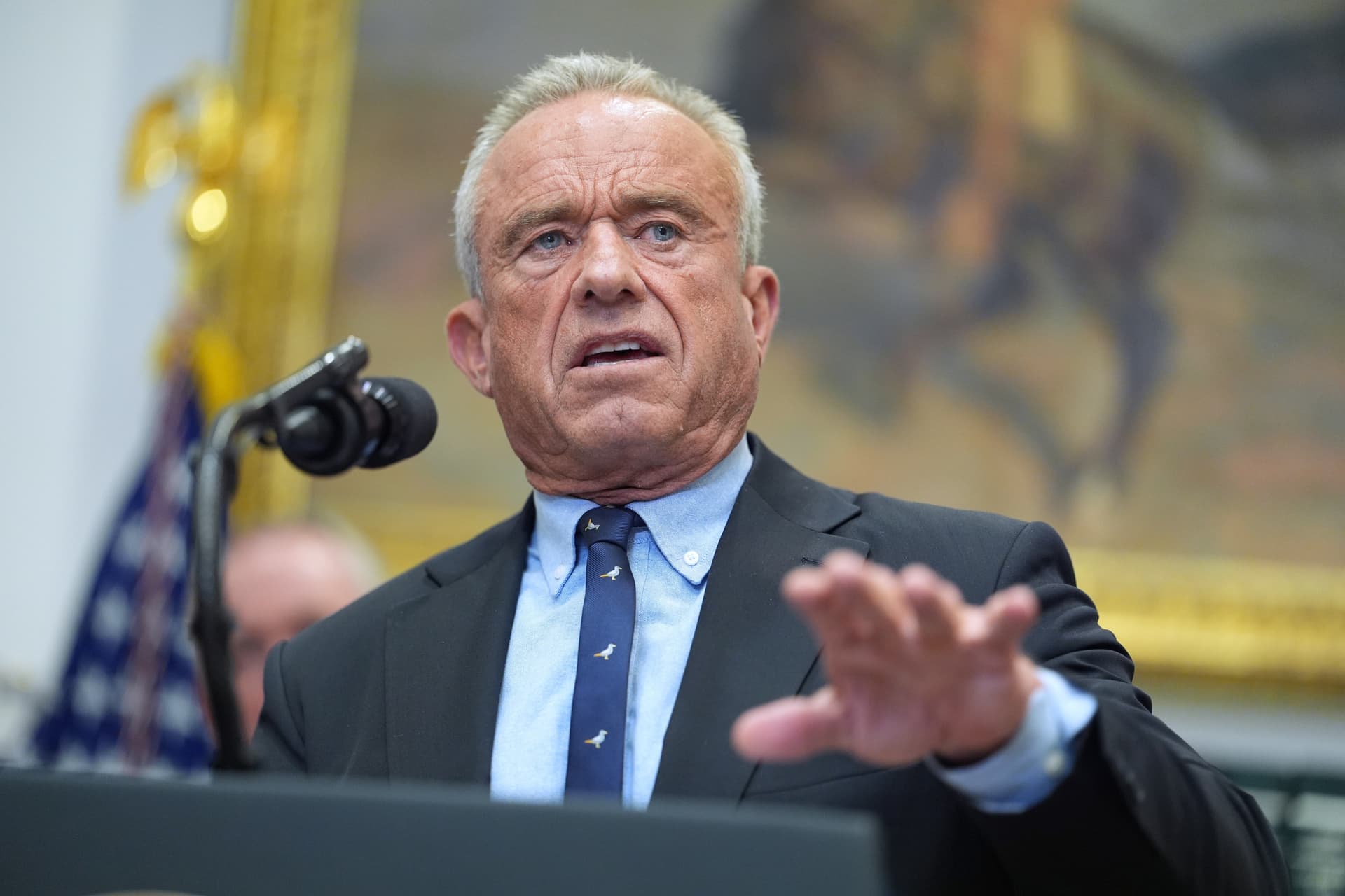 Evan Vucci/AP The secretary of health and human services, Robert F. Kennedy, Jr., speaks during an event on prescription drug prices at of the White House on December 19, 2025.