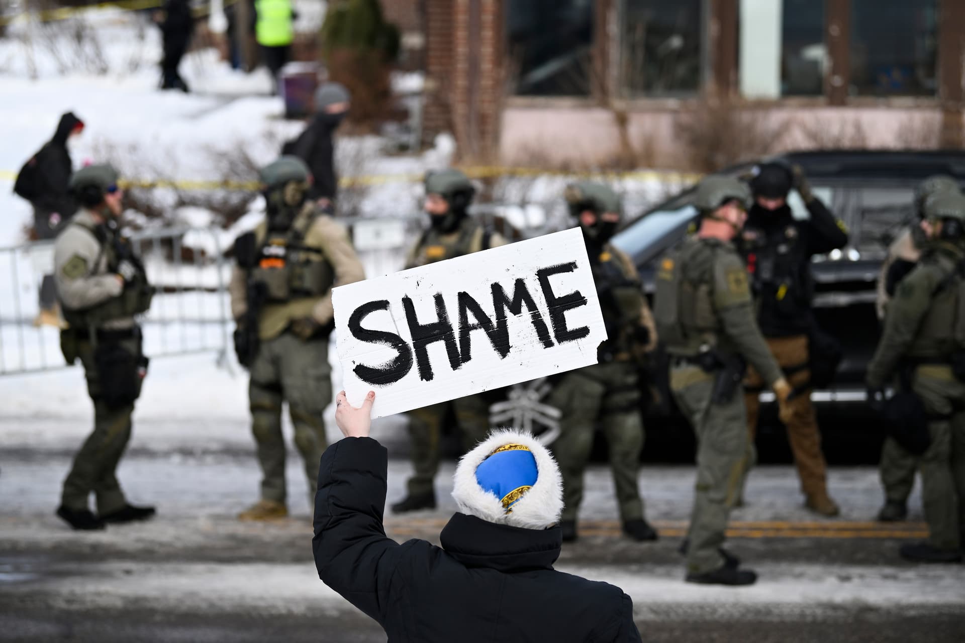 Stephen Maturen/Getty Images A protester at the scene following a suspected shooting by an ICE agent during federal law enforcement operations on January 7, 2026 at Minneapolis, Minnesota.