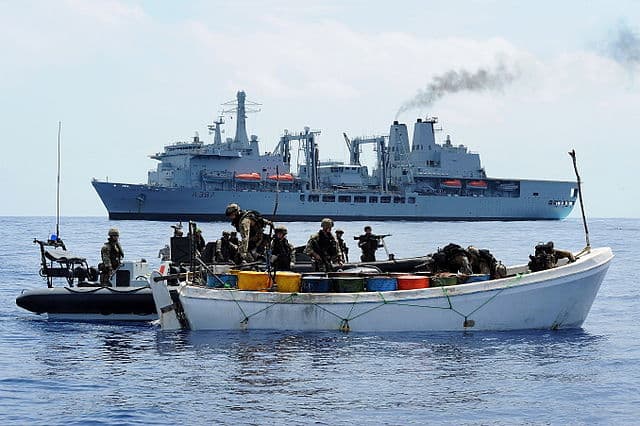 Via Wikimedia Commons British Royal Navy and Royal Marines commandos board a Somali whaler suspected of being operated by pirates in the Indian Ocean on November 28, 2011.