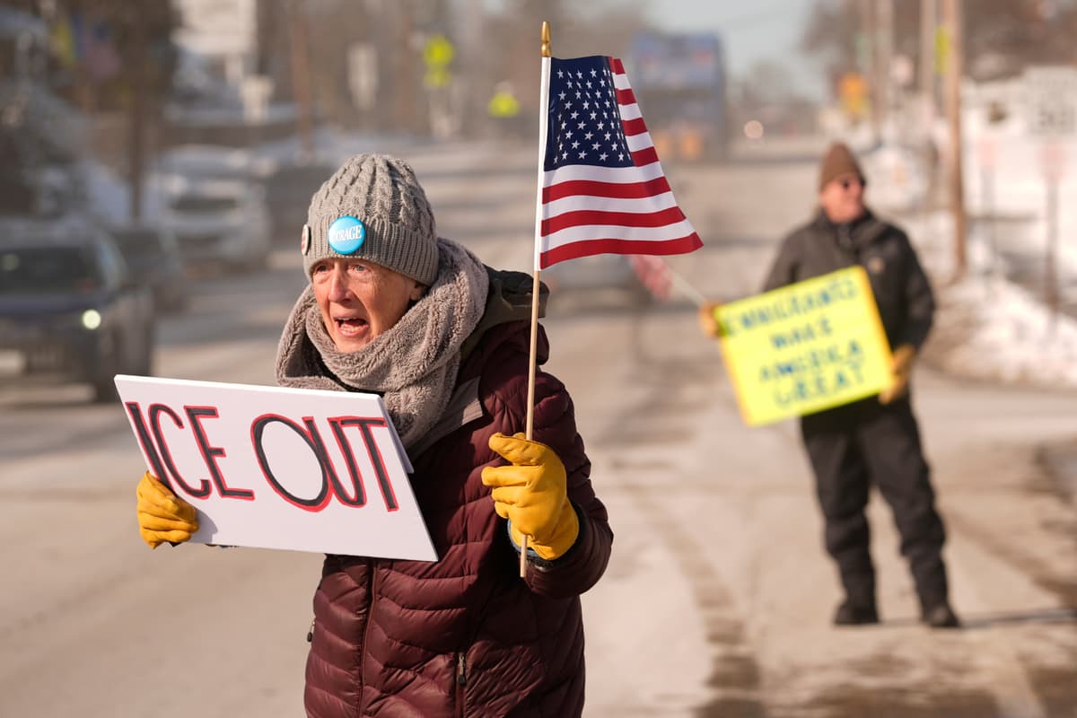 AP/Robert F. Bukaty A protest against Immigration and Customs Enforcement, January 21, 2026, at Portland, Maine.