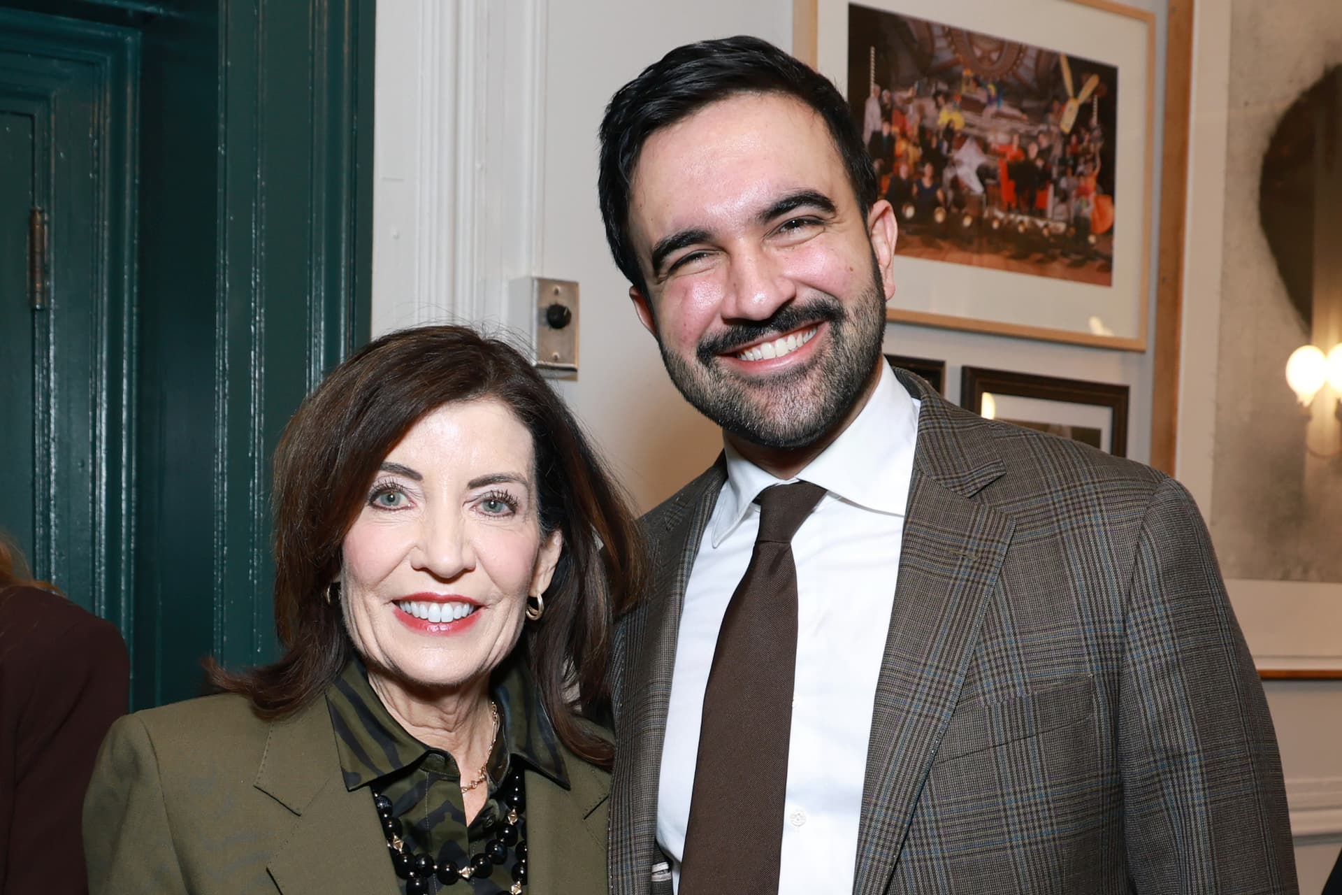 Jason Mendez/Getty Images Governor Kathy Hochul and Mayor Zohran Mamdani at the Brooklyn Academy of Music on January 19, 2026.