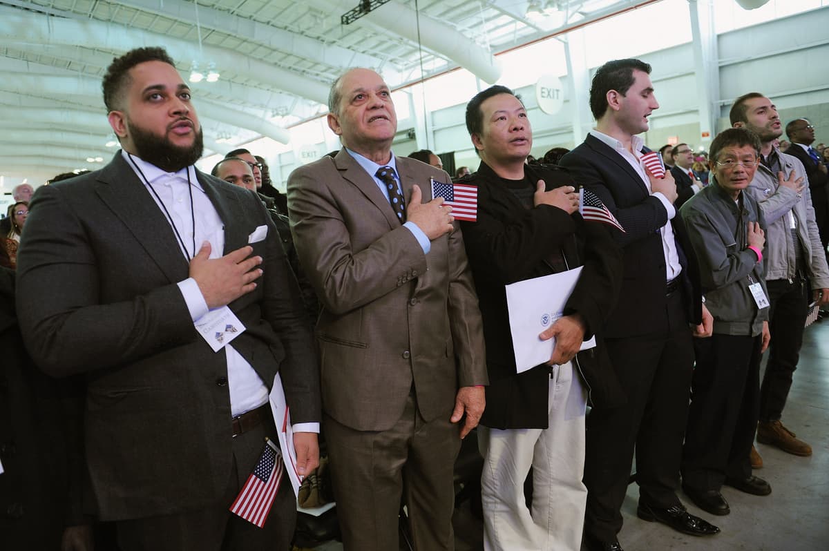 Brad Barket/Getty Images New American citizens at a naturalization ceremony on October 18, 2015 at New York City.