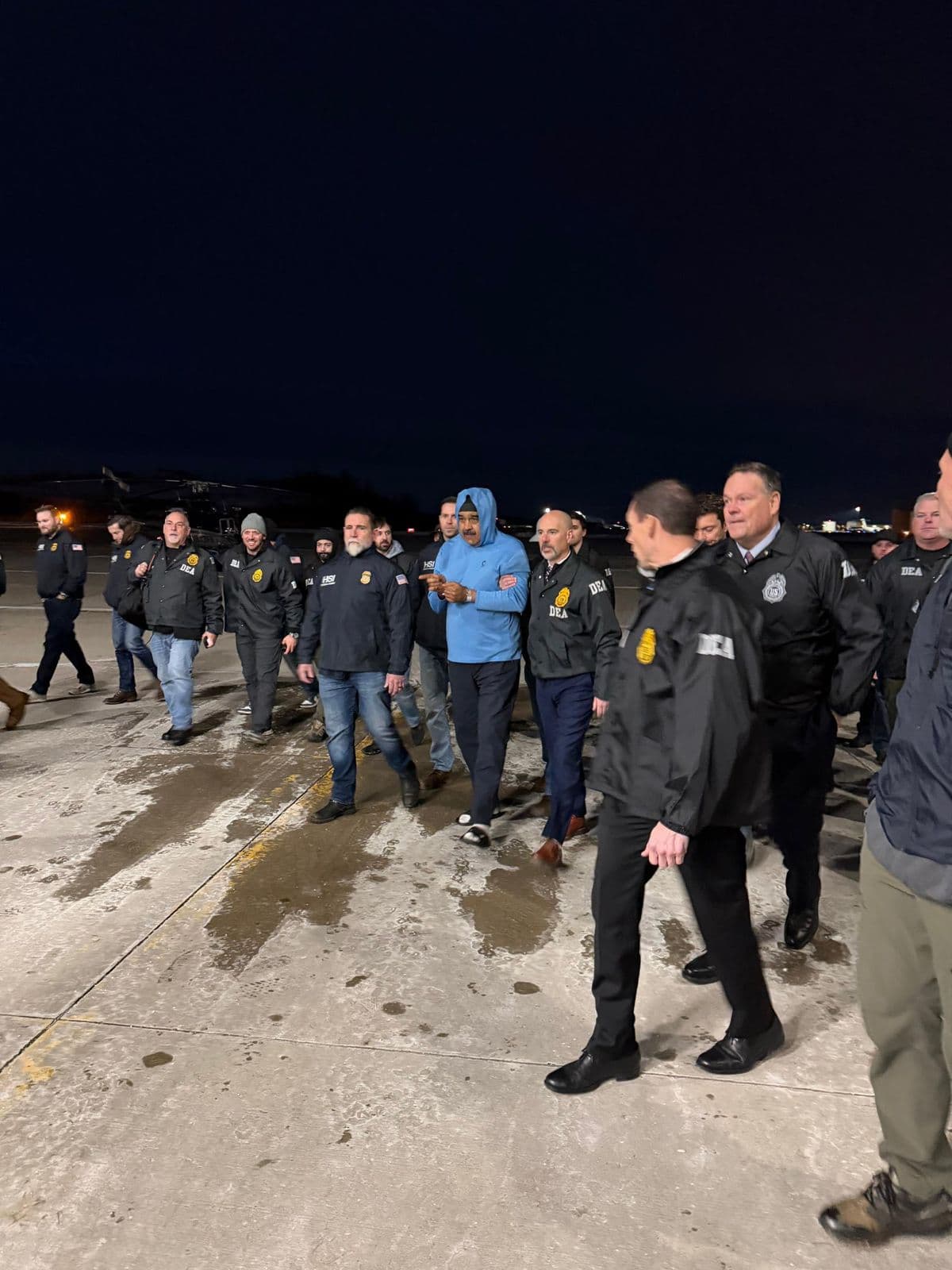 Via X President Nicolás Maduro of Venezuela arrives on American soil to stand trial on drug and weapons-related charges on January 4, 2026.