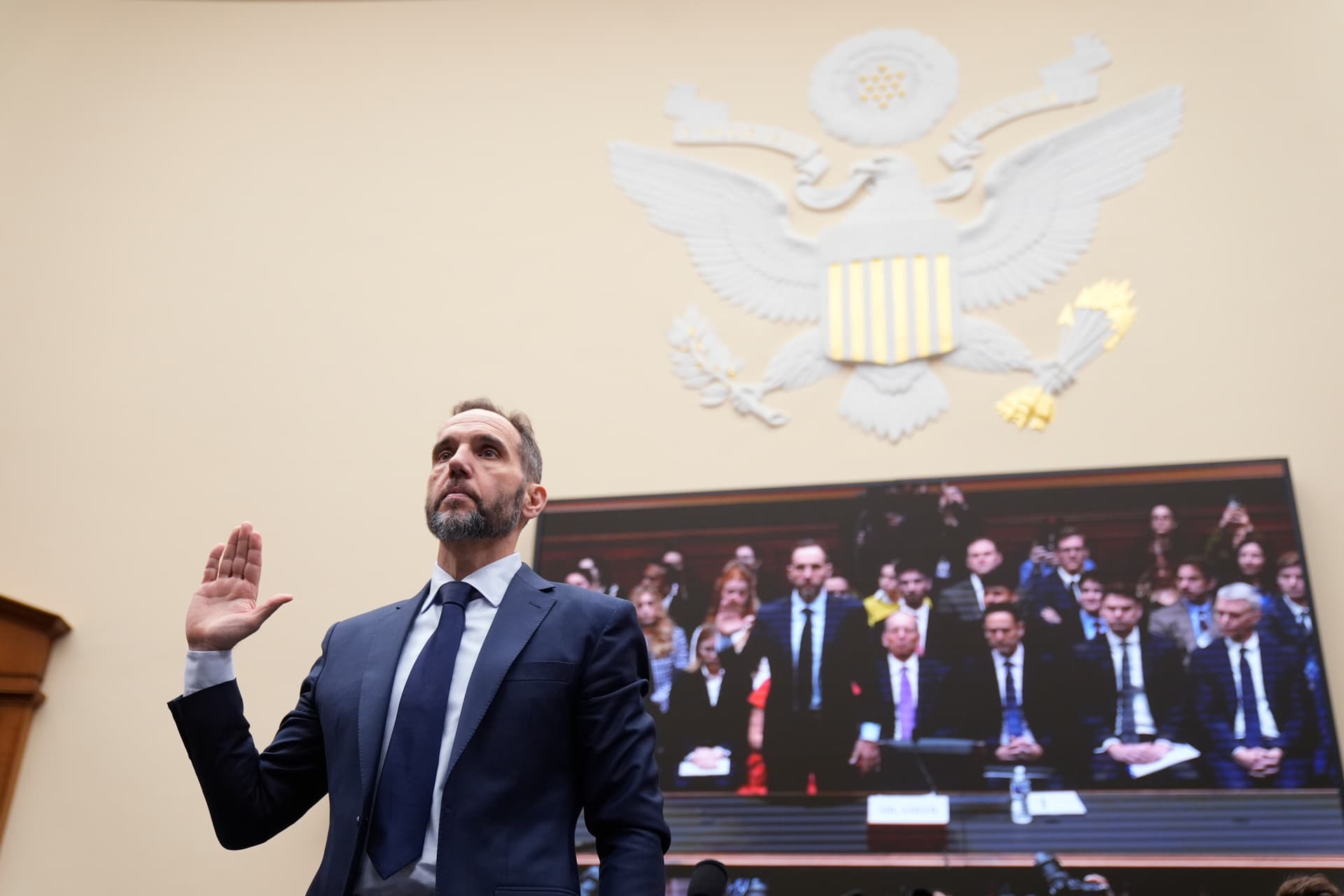 AP/Mark Schiefelbein Former Justice Department special counsel Jack Smith takes an oath before the House Judiciary Committee at the Capitol in Washington, Thursday, Jan. 22, 2026.