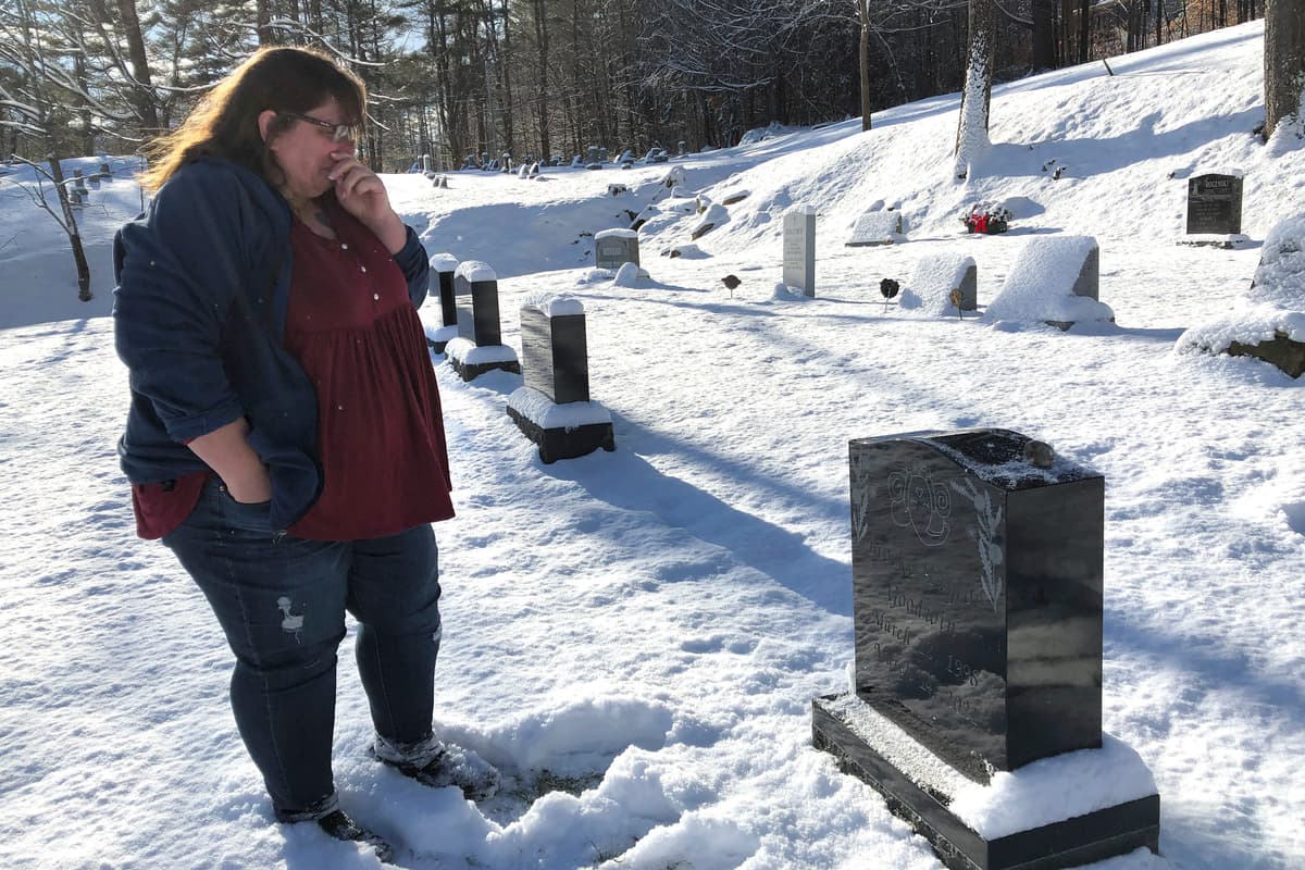 AP Photo/Lisa Rathke Deb Walker, of Chester, Vt., visits the grave of her daughter Brooke Goodwin, Thursday, December 9, 2021, in Chester. Goodwin, 23, died in March of 2021 of a fatal overdose of the powerful opioid fentanyl and xylazine, an animal tranquilizer that is making its way into the illicit drug supply, particularly in the Northeast.