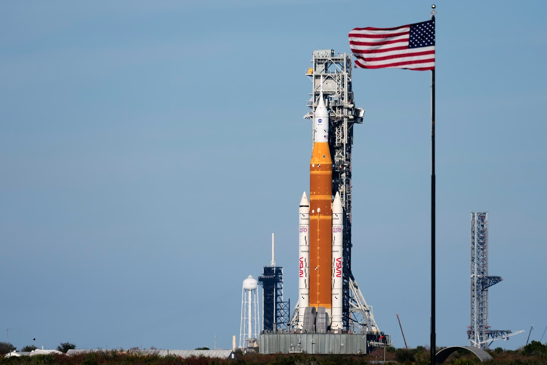 John Raoux/AP NASA's Artemis II moon rocket with the Orion spacecraft rolls back toward the vehicle assembly building at the Kennedy Space Center at Cape Canaveral, Florida, on February 25, 2026.