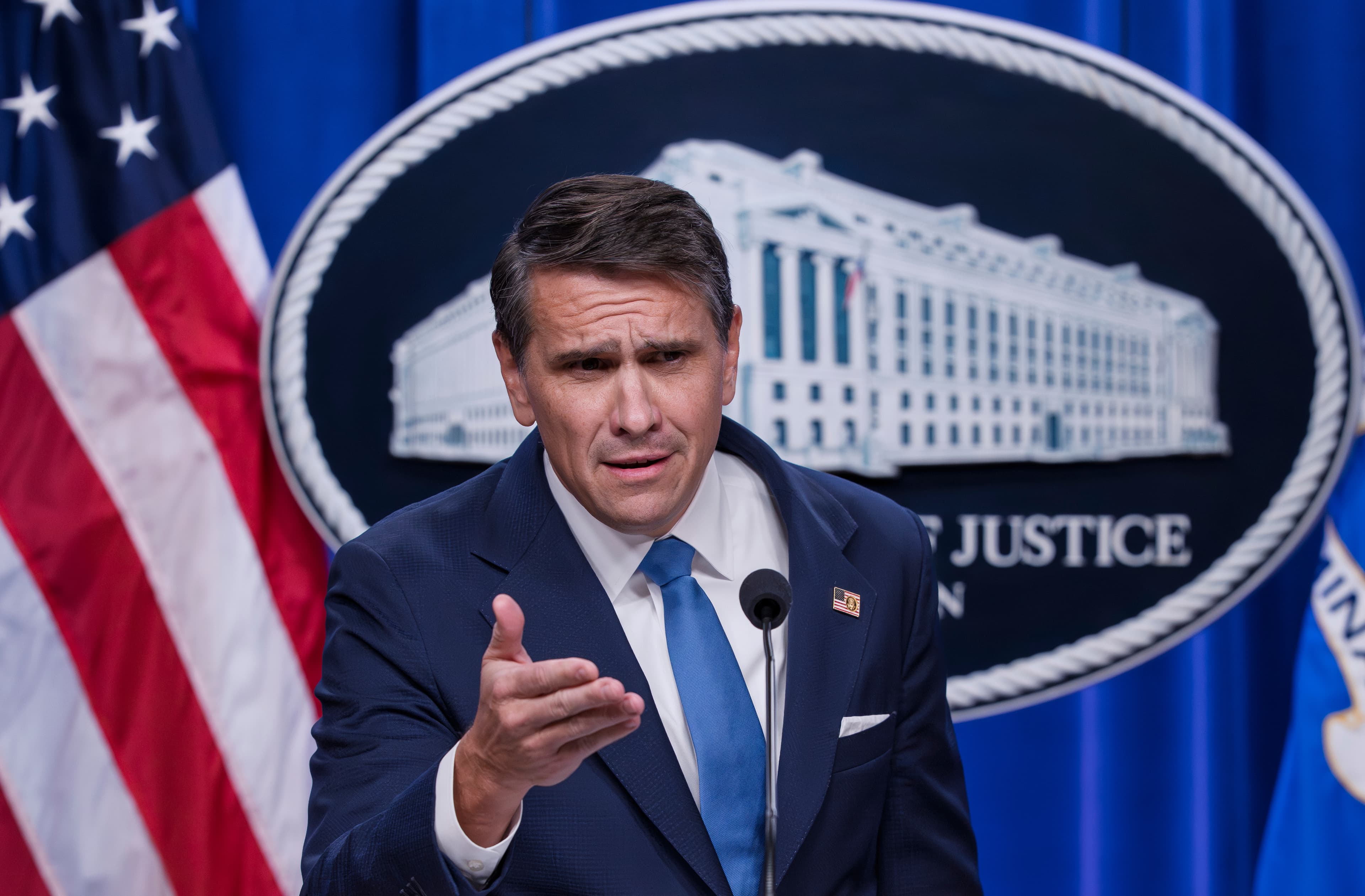 The deputy attorney general, Todd Blanche, takes a question during a news conference at Washington, D.C., on January 30, 2026. The deputy attorney general, Todd Blanche, takes a question during a news conference at Washington, D.C., on January 30, 2026.