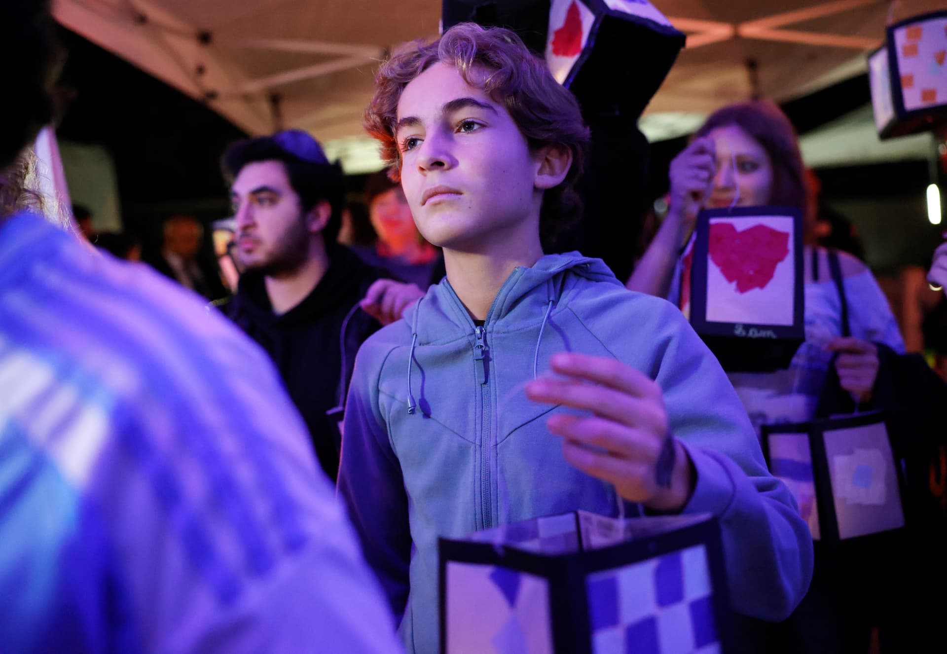 Mario Tama/Getty Images Students visit the Pasadena Jewish Temple and Center during a commemoration of the one-year anniversary of the Eaton Fire on January 6, 2026, at Pasadena, California.
