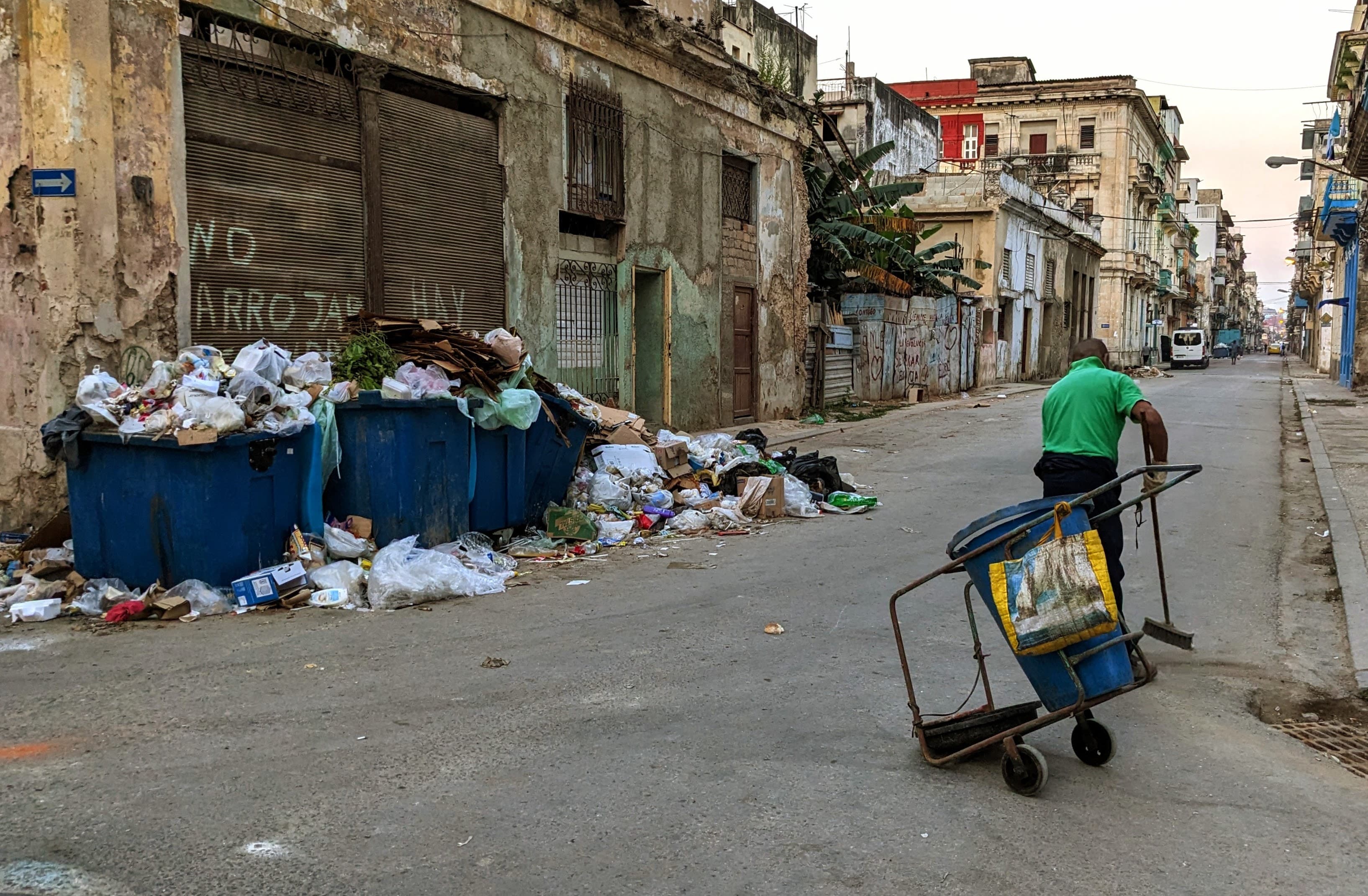 A municipal worker in the old section of Cuba's capital, Havana. A municipal worker in the old section of Cuba's capital, Havana.