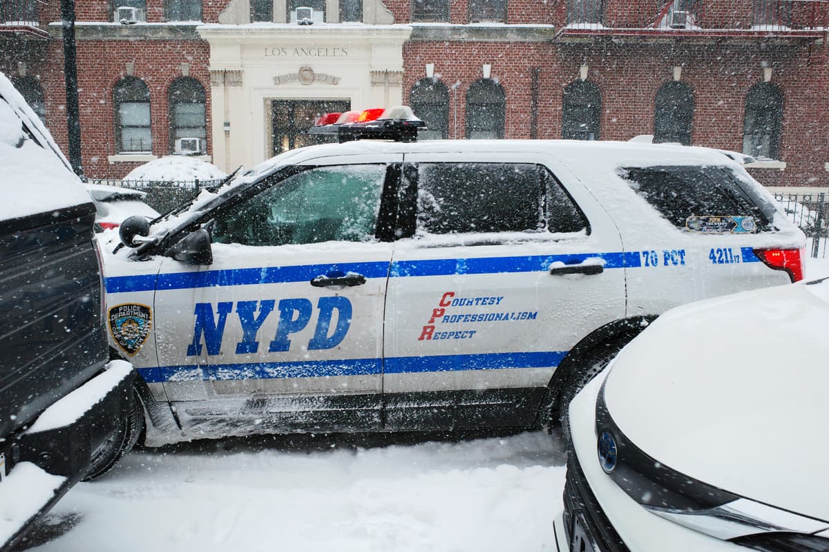Michael M. Santiago/Getty Images The NYPD in winter.