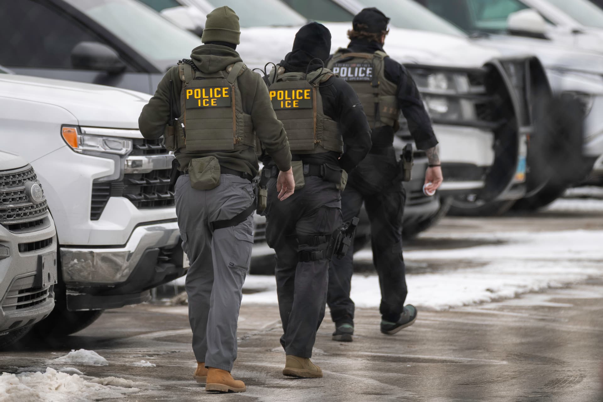 John Moore/Getty Images ICE agents outside the Bishop Henry Whipple Federal Building on February 4, 2026, at Minneapolis, Minnesota.