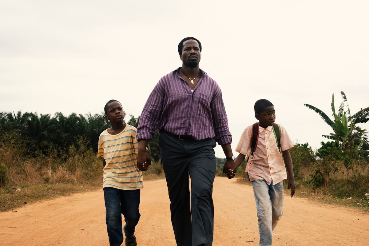 Mubi Godwin Egbo, Sope Dirisu, and Chibuike Egbo in “My Father’s Shadow”