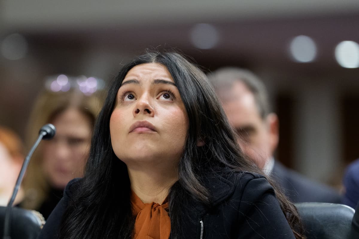 Aaron Schwartz/Getty Images Marimar Martinez testifies during a public forum on the use of force by Department of Homeland Security agents at Capitol Hill on February 3, 2026.