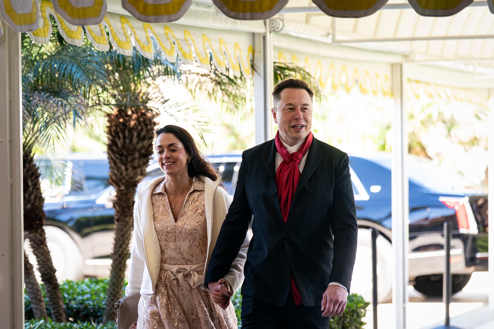 Al Drago/Getty Images Elon Musk, accompanied by venture capitalist Shivon Zilis, arrives at Mar-a-Lago for a wedding on February 1, 2026.