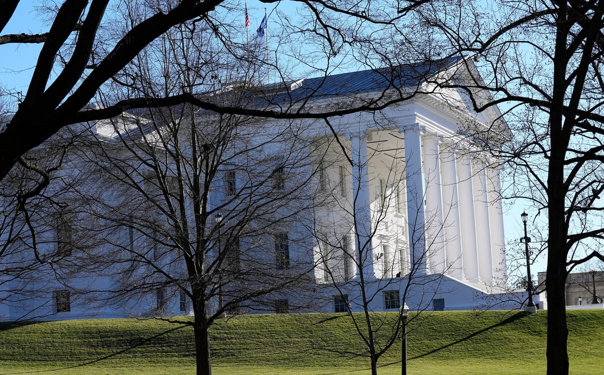 Steve Helber/AP The state and U.S. flags fly over the Virginia State Capitol at Richmond on January 10, 2024.