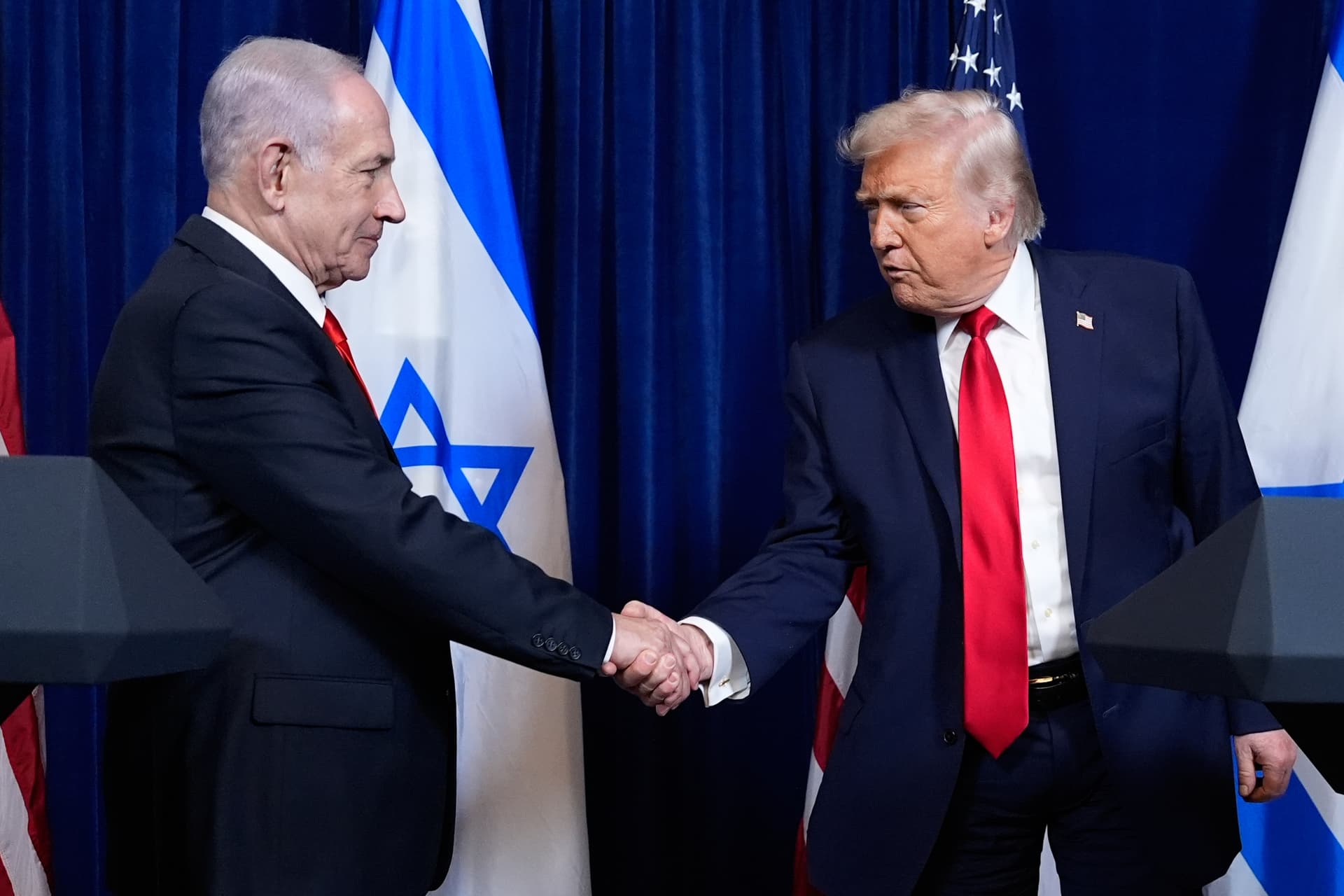 AP/Alex Brandon President Trump with Benjamin Netanyahu at the end of a news conference at Mar-a-Lago, December 29, 2025.