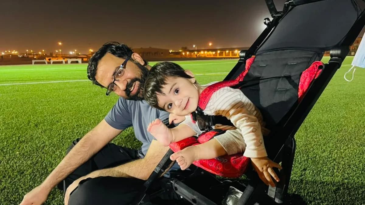 Ahmad Habibi Mahmood Habibi and his daughter in Qatar in June 2022, shortly before he was taken by the Taliban.