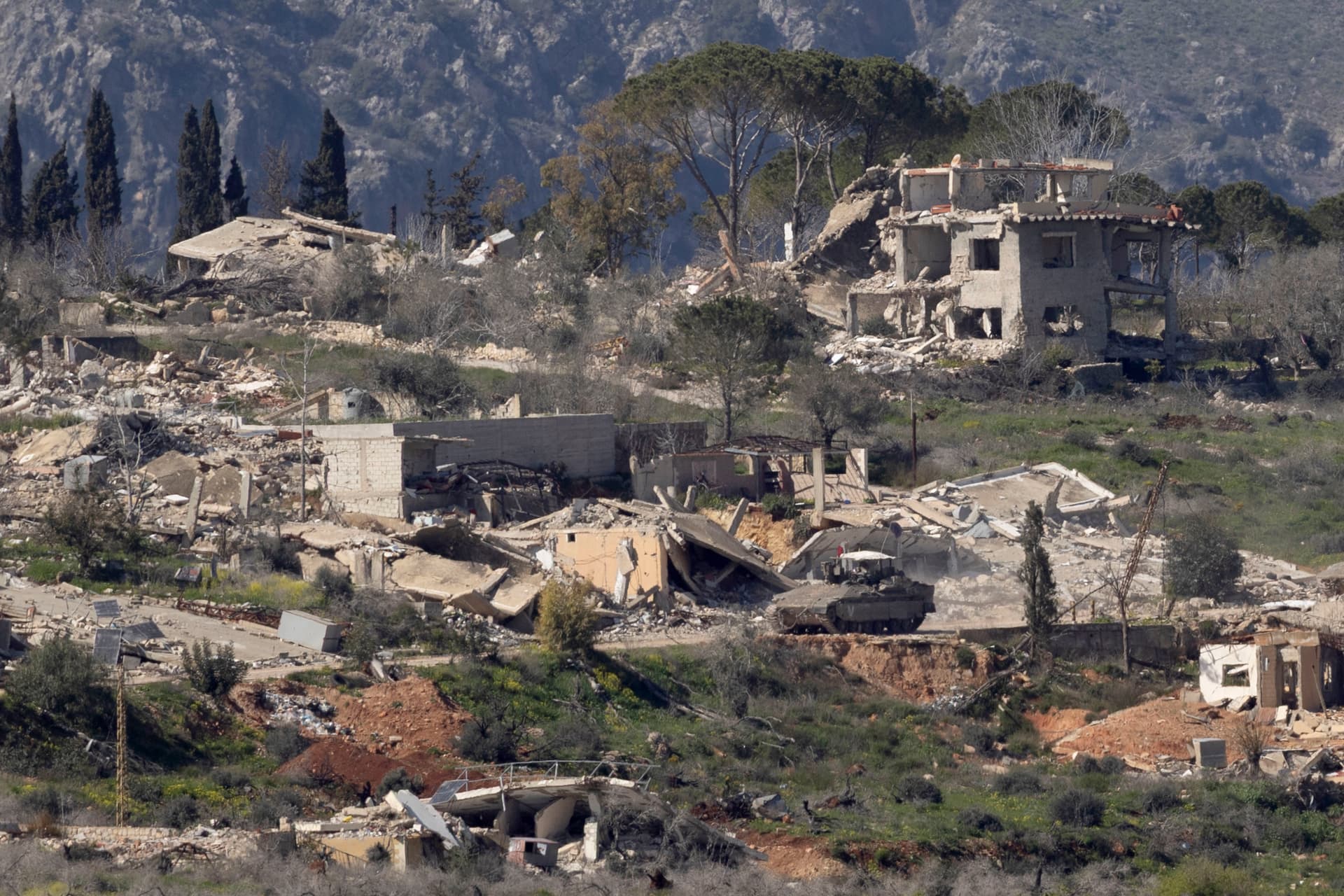 (Photo by Amir Levy/Getty Images) Israeli tank in Southern Lebanon as seen from the Israeli side of the border on March 5, 2026