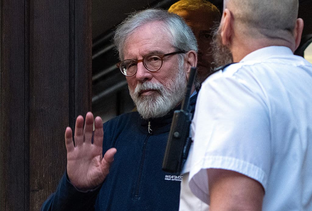 Carl Court/Getty Images Sinn Fein Leader Gerry Adams arrives at the Royal Courts of Justice during civil proceedings on March 18, 2026 at London, England.