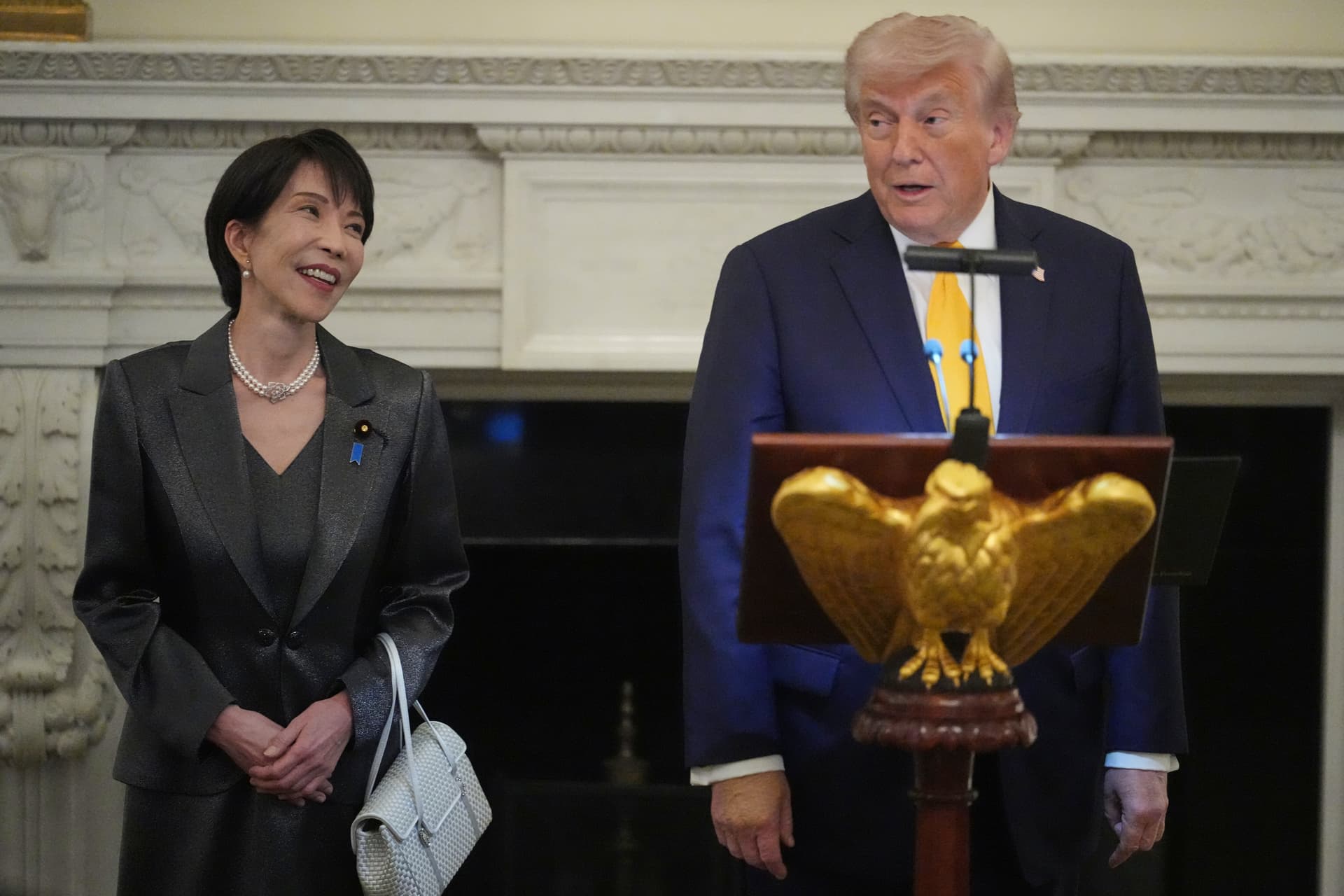 Julia Demaree Nikhinson/AP President Trump attends a dinner with Prime Minister Sanae Takaichi of Japan at the White House on March 19, 2026.