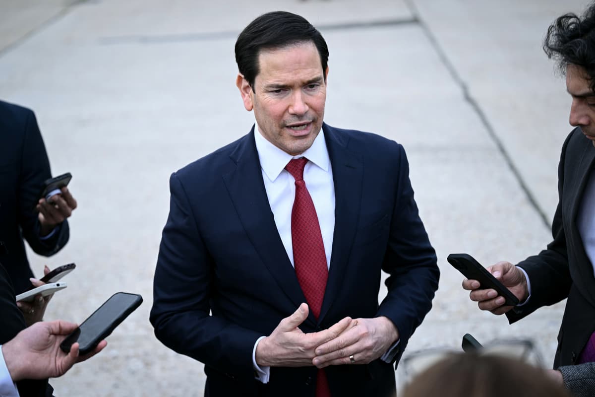 Brendan Smialowski/Pool Photo via AP Secretary of State Marco Rubio speaks to reporters at Le Bourget airport outside Paris after a G7 foreign ministers' meeting on March 27, 2026.