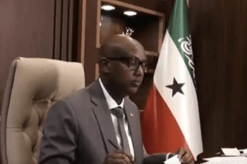 Republic of Somaliland via X The minister of the presidency of Somaliland, Khadar Hussein Abdi, discusses Somaliland’s diplomatic ambitions with international reporters at Hargeisa, Somaliland, on February 21, 2026.