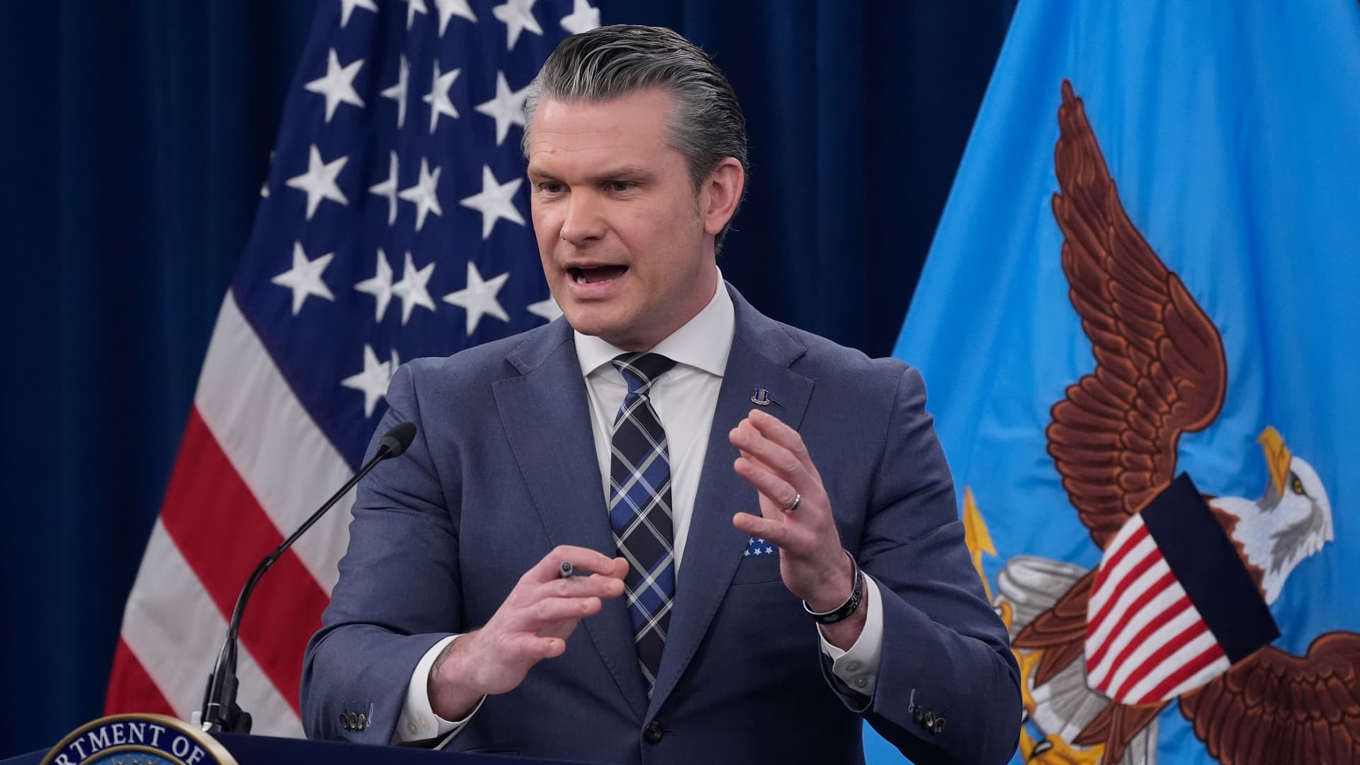 AP/Manuel Balce Ceneta The defense secretary, Pete Hegseth, at the Pentagon, March 19, 2026.