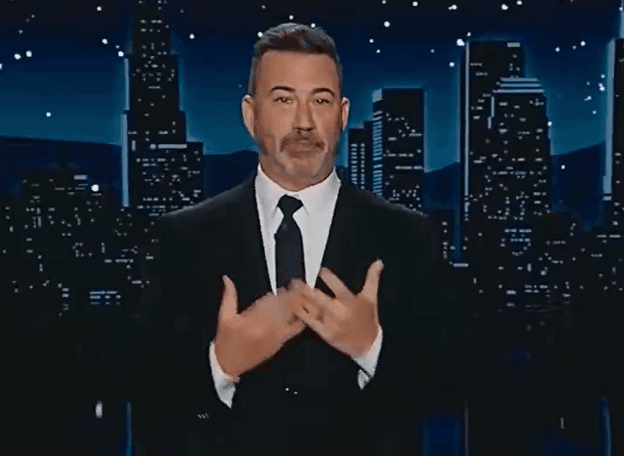 Via X Comedian Jimmy Kimmel delivers a monologue in which he joked about the background of the new homeland security secretary, Markwayne Mullin, on March 24, 2026.