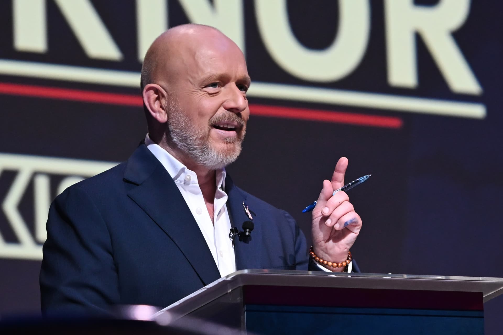 Laure Andrillon/AP Steve Hilton speaks during a California gubernatorial candidate debate at San Francisco on February 3, 2026.