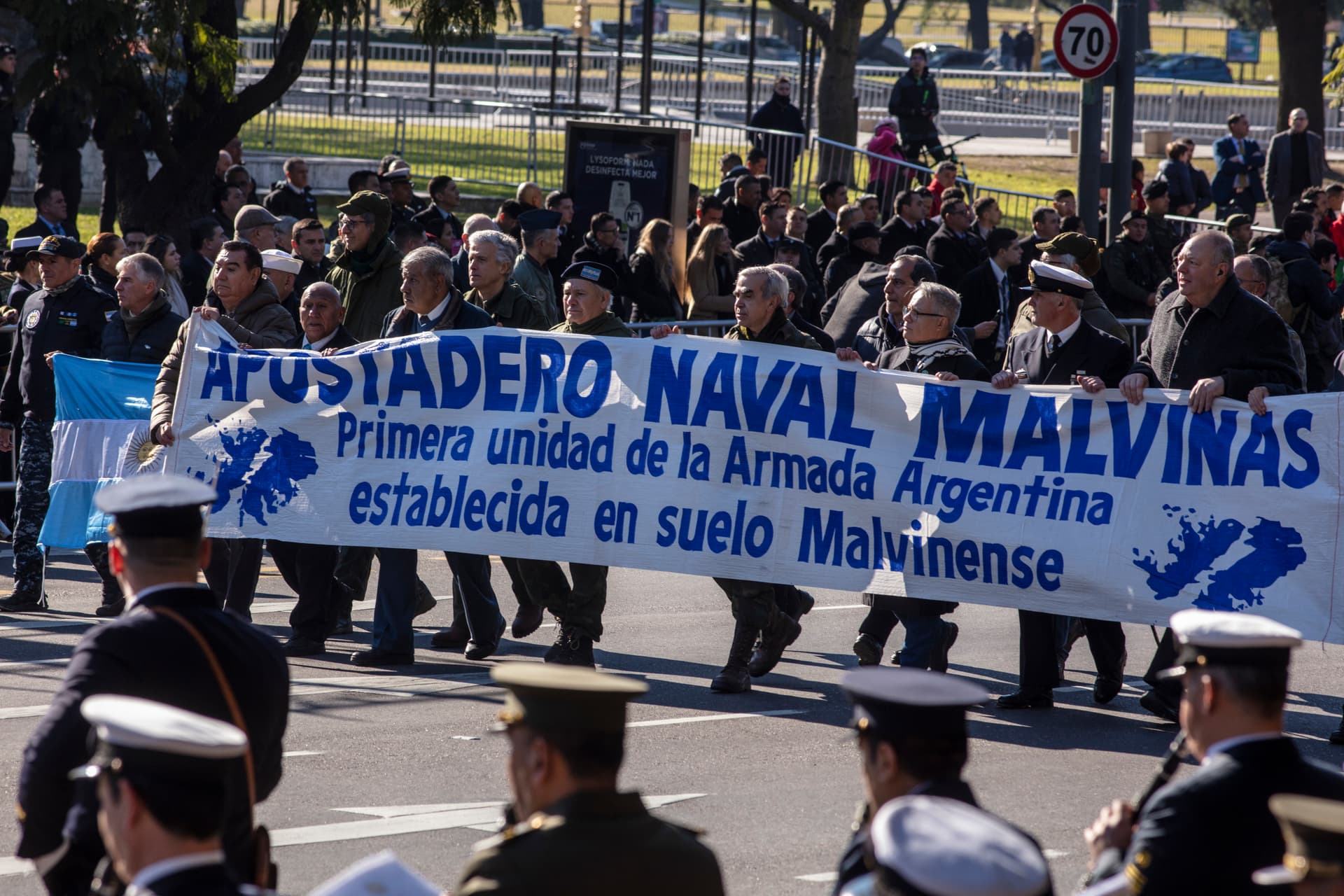 Ricardo Ceppi/Getty Images Veterans of the Falklands war, known in Argentina as the Malvinas war, take part in an Independence Day parade at Buenos Aires on July 9, 2024.