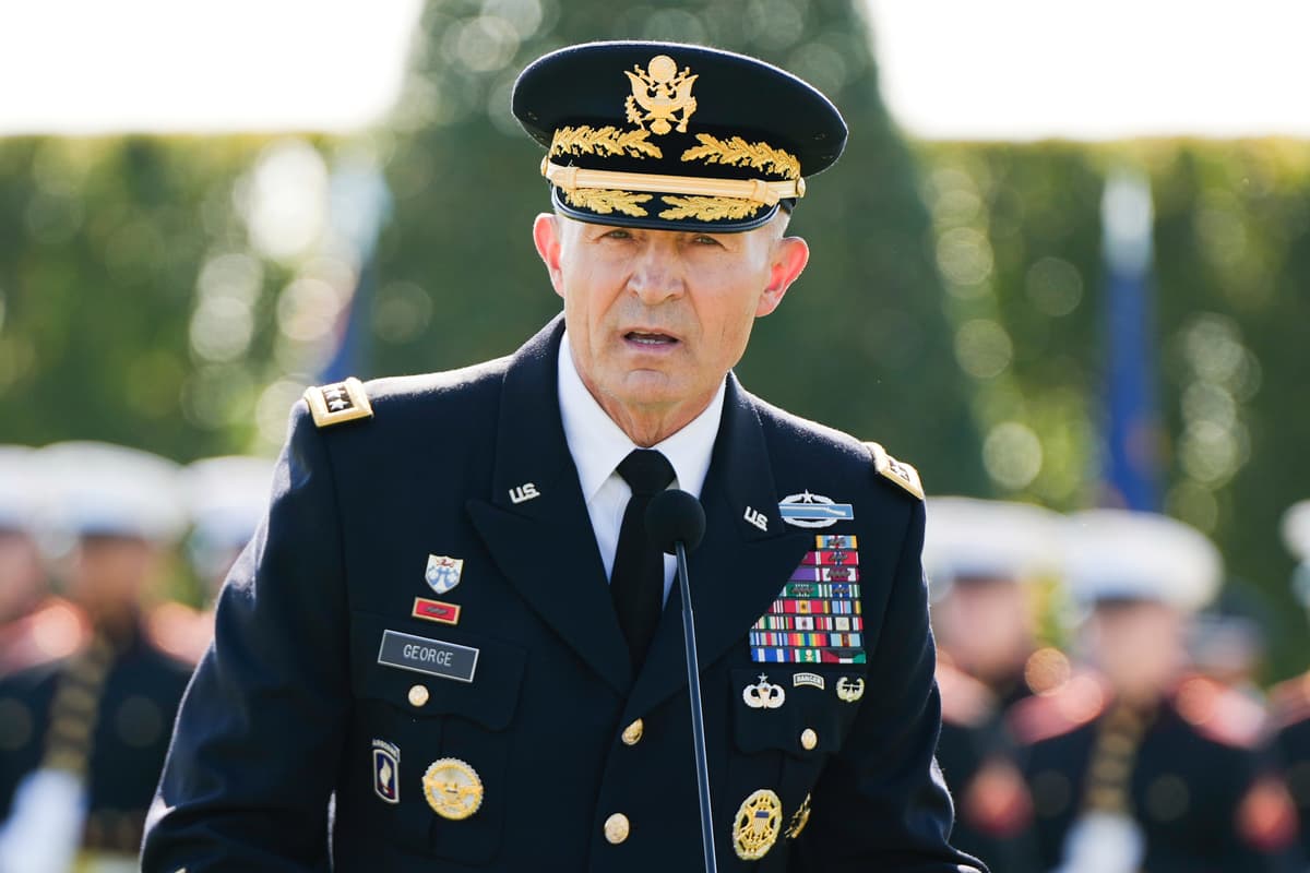 Julia Demaree Nikhinson Army Chief of Staff General Randy George speaks during the POW/MIA National Recognition Day Ceremony at the Pentagon, September 19, 2025, in Washington.