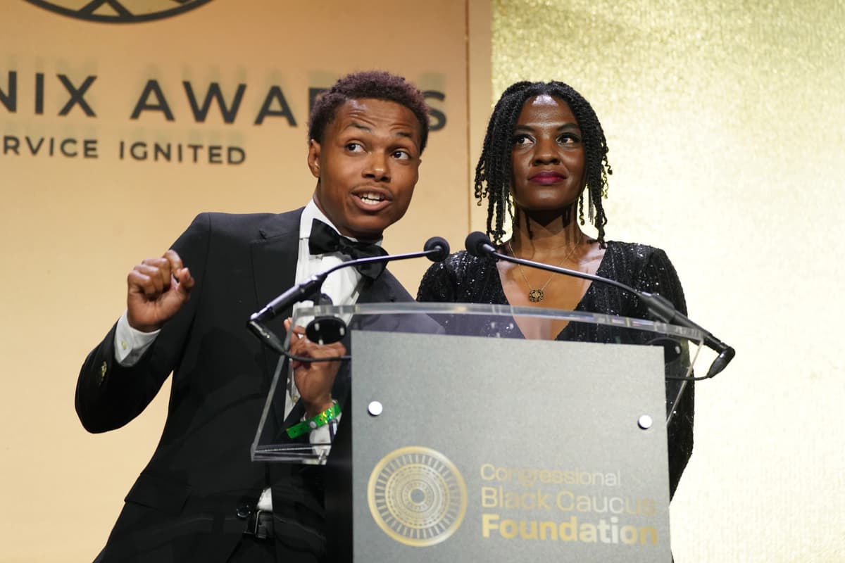 Leigh Vogel/Getty Images for Congressional Black Caucus Foundation CBCF interns speak onstage during the Congressional Black Caucus Foundation annual Legislative Conference Phoenix Awards dinner at Walter E. Washington Convention Center on September 27, 2025 in Washington, DC.