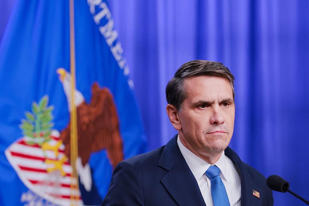 Anna Moneymaker/Getty Images Todd Blanche, now acting attorney general, speaks at a news conference at the Department of Justice on January 30, 2026 at Washington, DC.