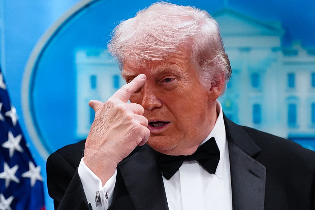 President Trump speaks during a press conference in the Brady Briefing Room of the White House on April 25, 2026 at Washington, DC. President Trump speaks during a press conference in the Brady Briefing Room of the White House on April 25, 2026 at Washington, DC.