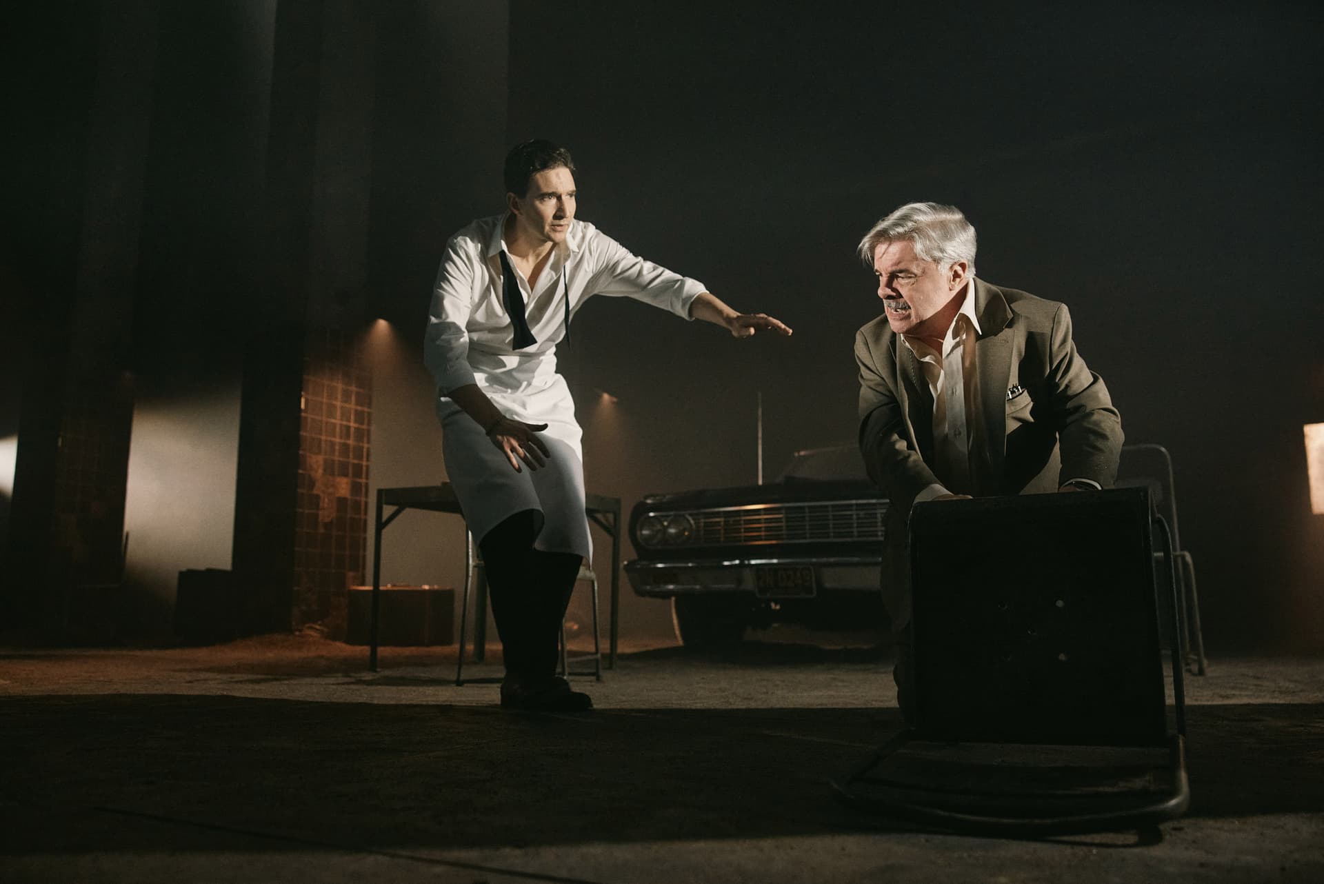 Emilio Madrid Jake Silbermann and Nathan Lane in 'Death of a Salesman.'