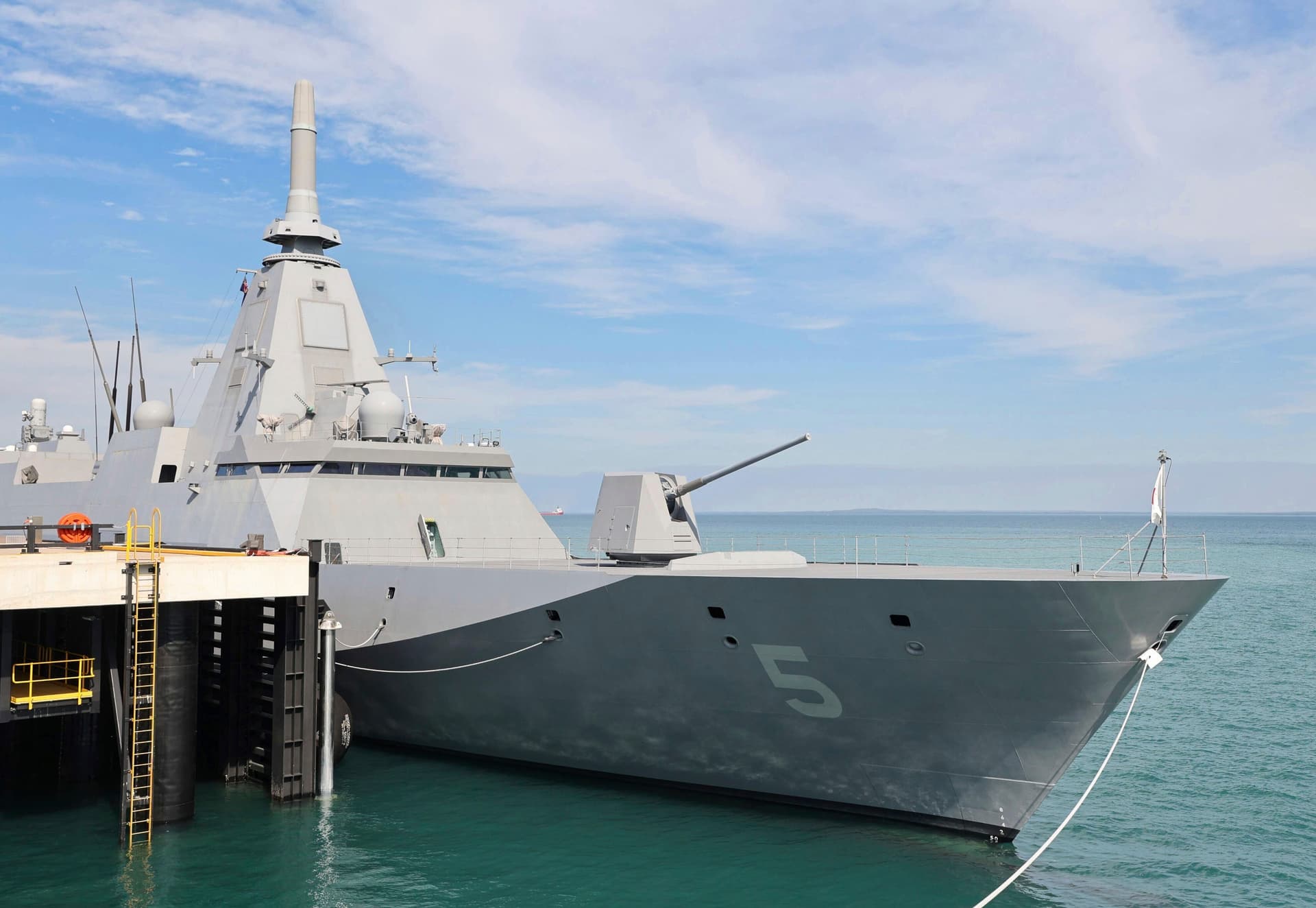 Kyodo News via AP The JS Yahagi, a Mogami-class stealth frigate from Japan's Maritime Self-Defense Force, is docked at Darwin, Australia, on June 6, 2025.