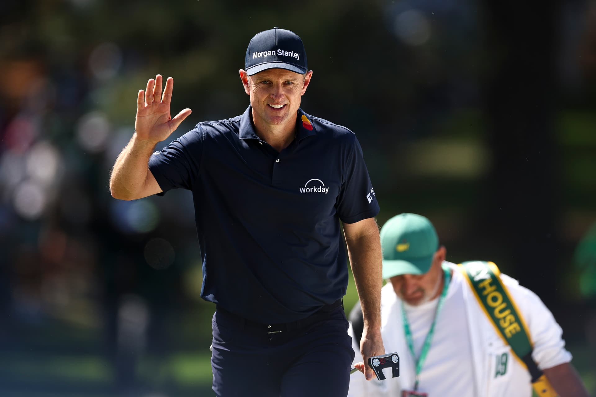 Jared C. Tilton/Getty Images Justin Rose of England, seen here during the 2026 Masters tournament at Augusta, Georgia, will be promoting McLaren’s entry into golf at this weekend’s Cadillac Classic at Miami.