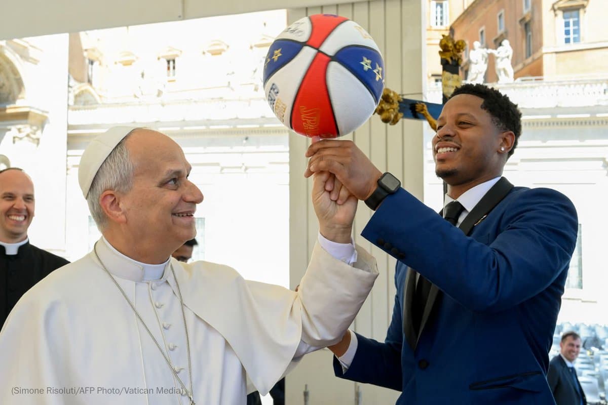 Scott Olson/Getty Images Guests attend mass at Rate Field, home to the Chicago White Sox, to celebrate the election of Pope Leo XIV on June 14, 2025.