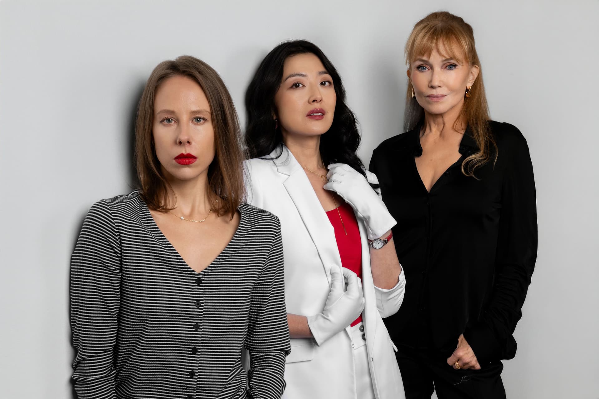Shawn Salley Christina Toth, Di Zhu, and Rebecca De Mornay in 'The Pushover.'