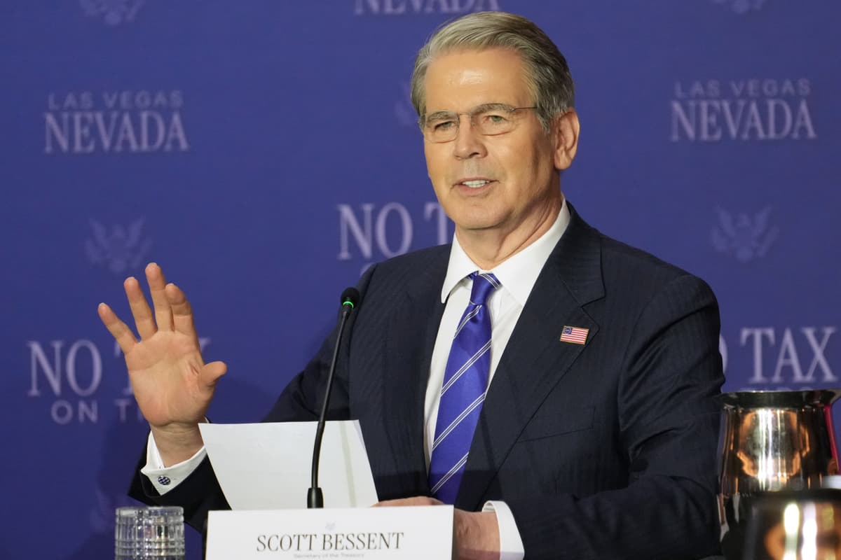 AP/Lucas Peltier Treasury Secretary Scott Bessent on April 16, 2026 at Las Vegas.