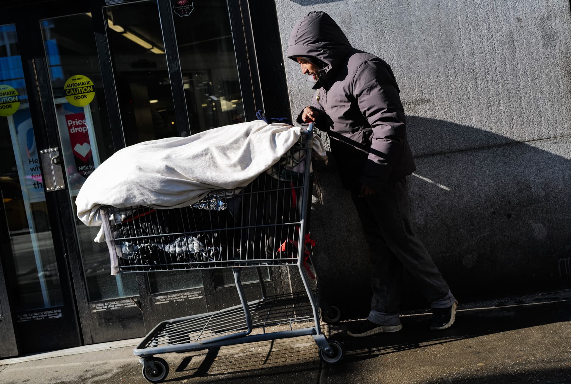 Spencer Platt/Getty Images A homeless person on February 4, 2026 at New York City.