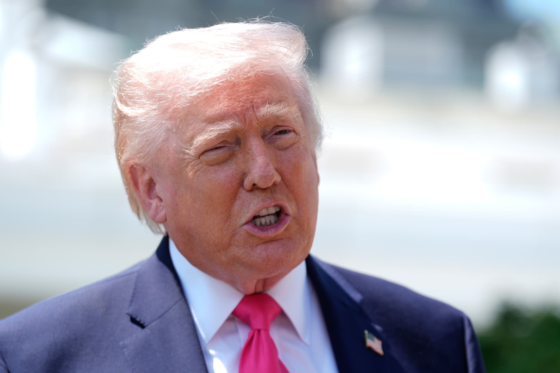 AP/Manuel Balce Ceneta President Trump speaks with reporters outside the White House, April 16, 2026.